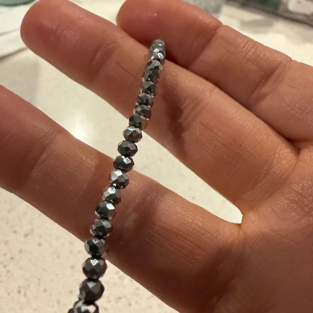 Sparkling Silver Faceted Bead Ankle Bracelet